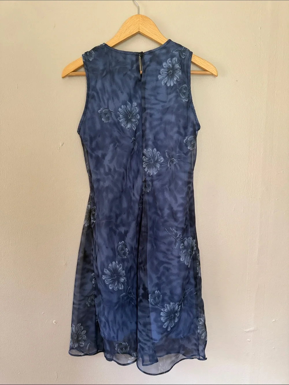 Vintage Jodi Michaels Navy Floral Midi Shift Dress medium - Picture 3 of 4